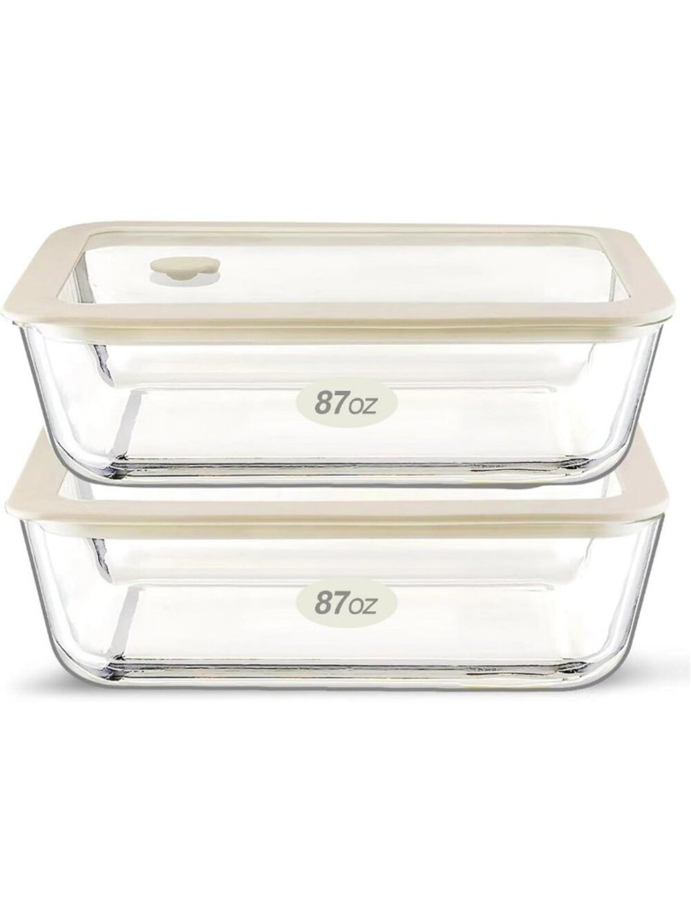 Airtight Glass Food Storage Containers Set, 87oz Meal Prep, Leak-Proof, 2 Pack
